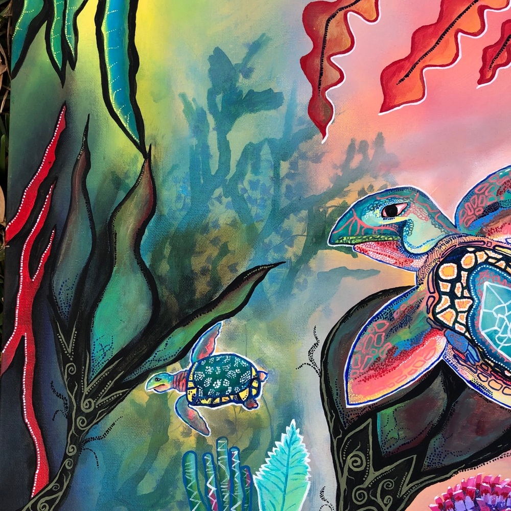 Original painting sea turtles 16X20”